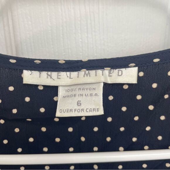 The Limited Vintage Navy Polka Dot Cap Sleeve Maxi Dress Women’s Size 6 - Picture 4 of 12